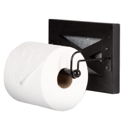 Crutello Farmhouse Toilet Paper Holder with Galvanized Backing for