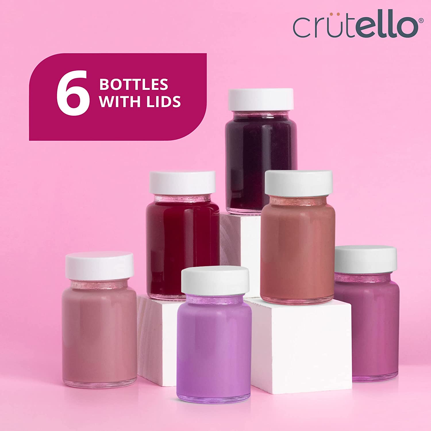 Crutello Juice Shot Bottle - 6 Pack Glass 2 oz Small Clear Glass Bever -  crutello