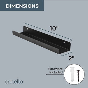 Crutello 6 Pack Vinyl Record Display Shelf - Wall Mounted Black Steel Record Holder Shelf - Pack of 6