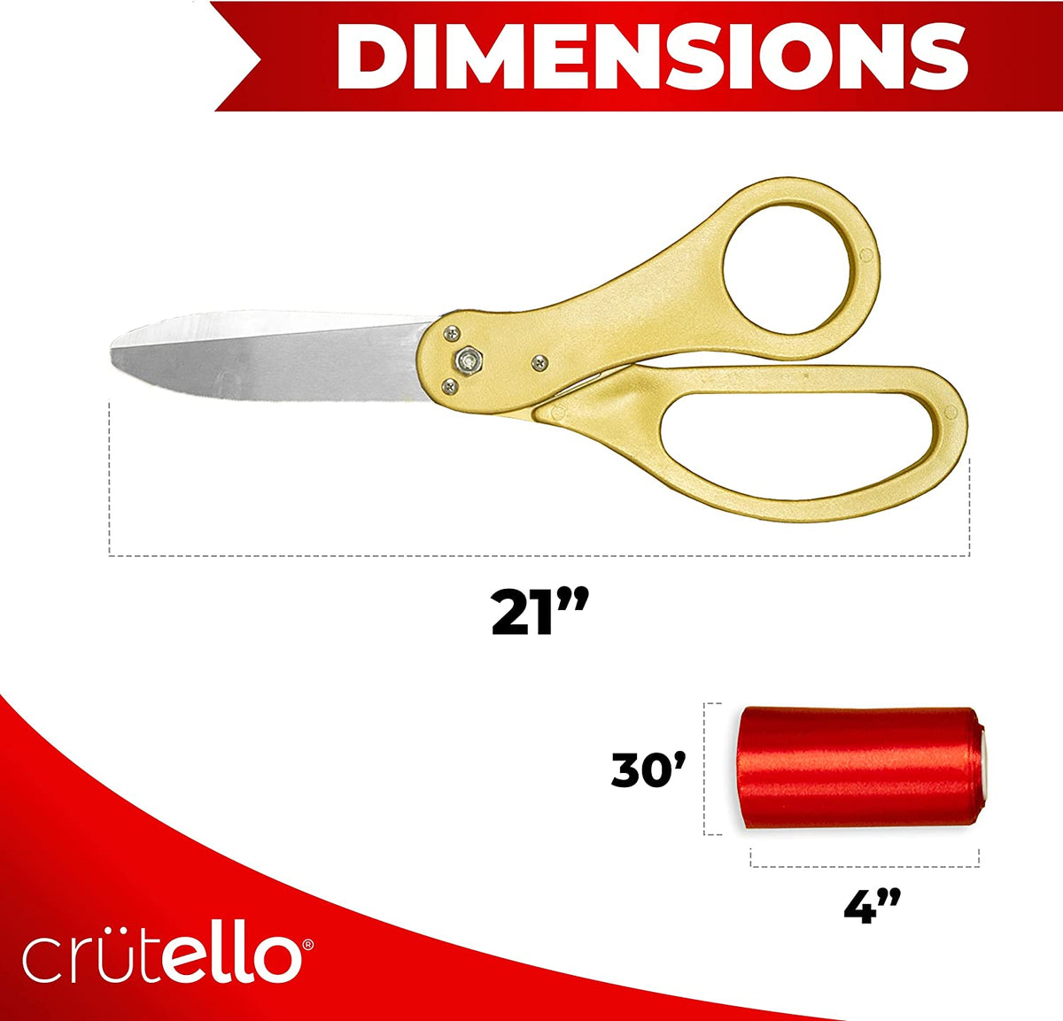 Crutello Giant Ribbon Cutting Ceremony Kit 21 Giant Scissor Set with -  crutello