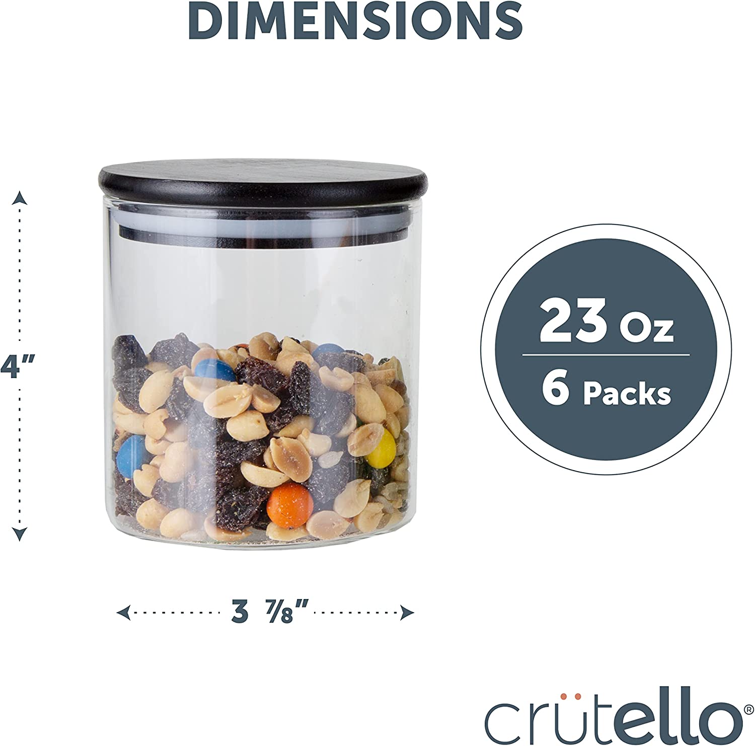 Crutello 20 Pack 4 Oz Spice Jars with Black Bamboo Lids for your 4 oz
