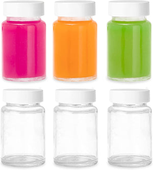 Crutello Juice Shot Bottle - 6 Pack Glass 2 oz Small Clear Glass Beverage Bottle, Storage Container for Juice, Shots, Liquids, Leak Proof