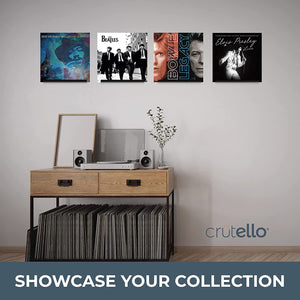 Crutello 6 Pack Vinyl Record Display Shelf - Wall Mounted Black Steel Record Holder Shelf - Pack of 6