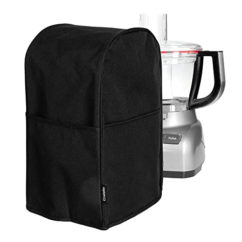 Crutello Food Processor Cover with Storage Pockets for Large Custom 11-14 Cup Processor - Black