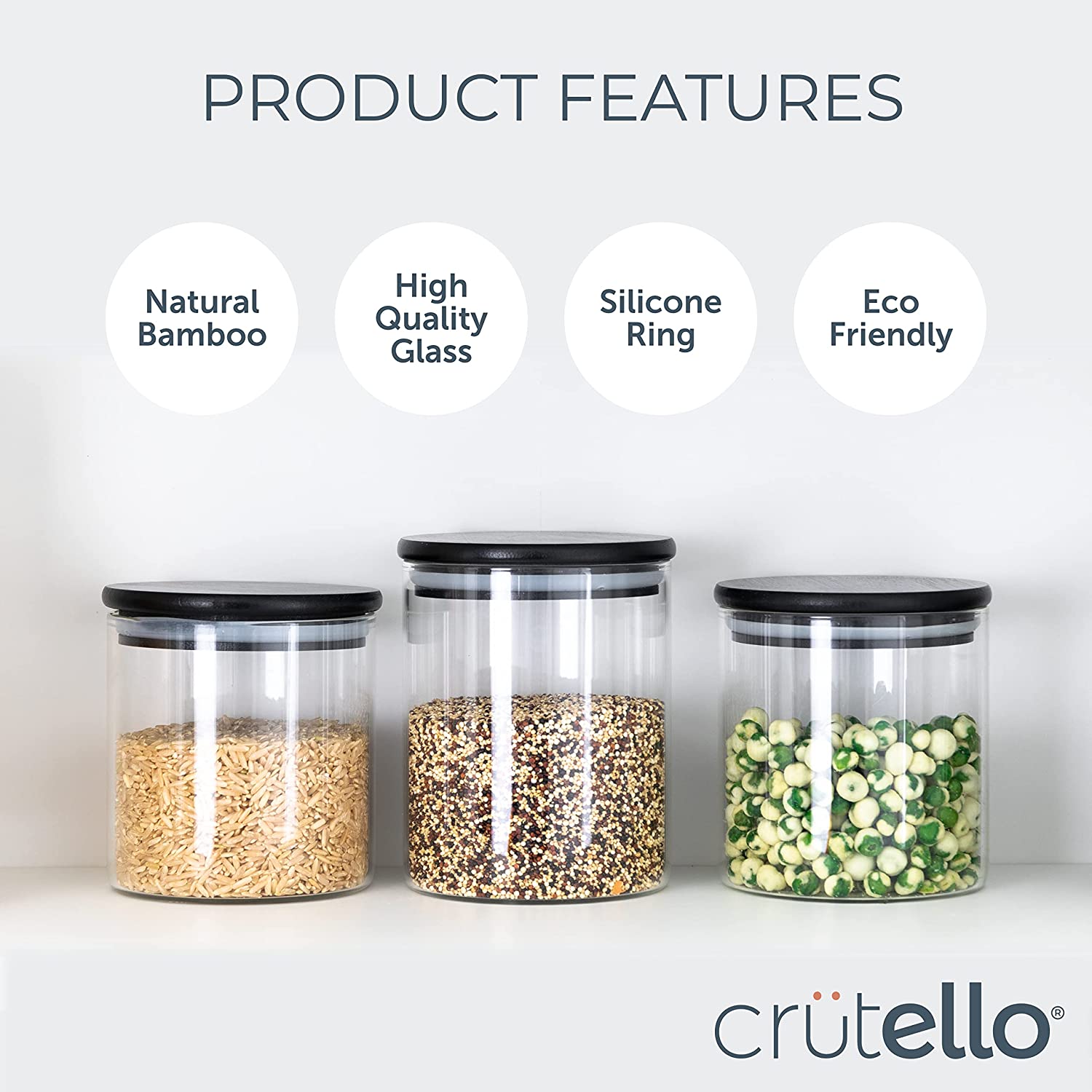Crutello 20 Pack 4 Oz Spice Jars with Black Bamboo Lids for Spices