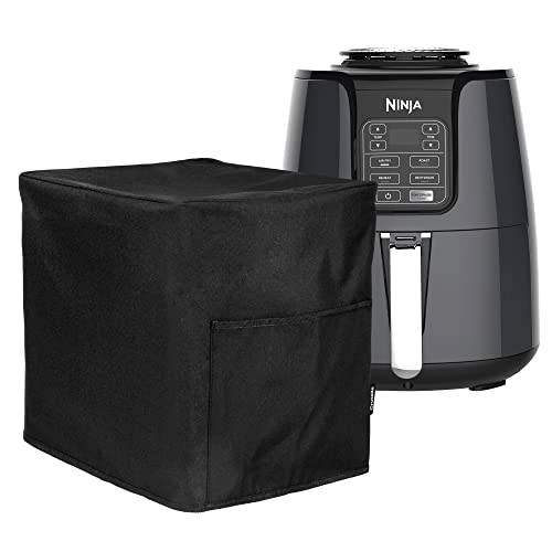 Crutello Air Fryer Cover with Storage Pockets for 5.5 Quart Fryer - Small Appliance Dust Covers - Black