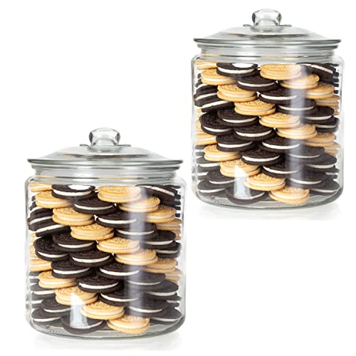 Crutello 2pc 68 Oz Apothecary Jars for Kitchen Storage - Glass Food Storage Jars with Airtight Lids