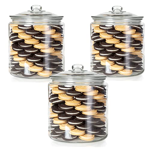 Crutello 3pc 68 Oz Apothecary Jars for Kitchen Storage - Glass Food Storage Jars with Airtight Lids