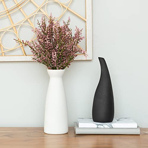 Crutello Ceramic Vase Set - 1 White Vase and 1 Black Modern Bud Vase -  Modern Home Decor